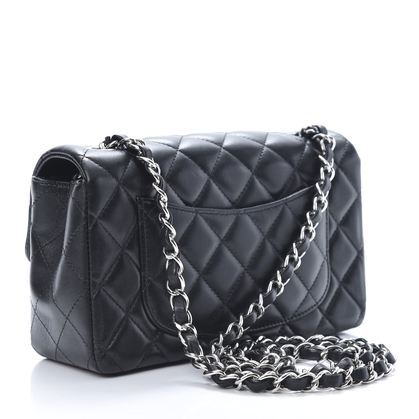 Lambskin Quilted Mini Rectangular Flap Black