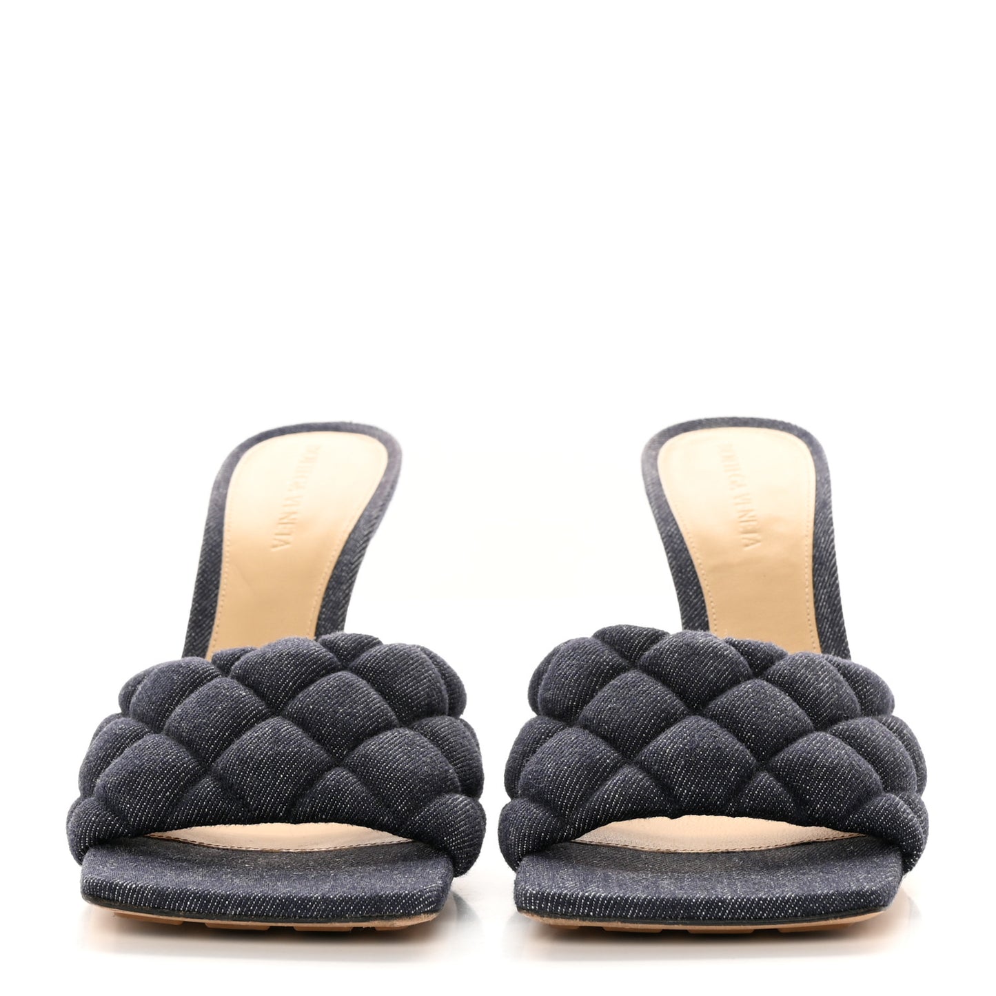 Denim Matelasse Padded Mule Sandals 39 Indigo