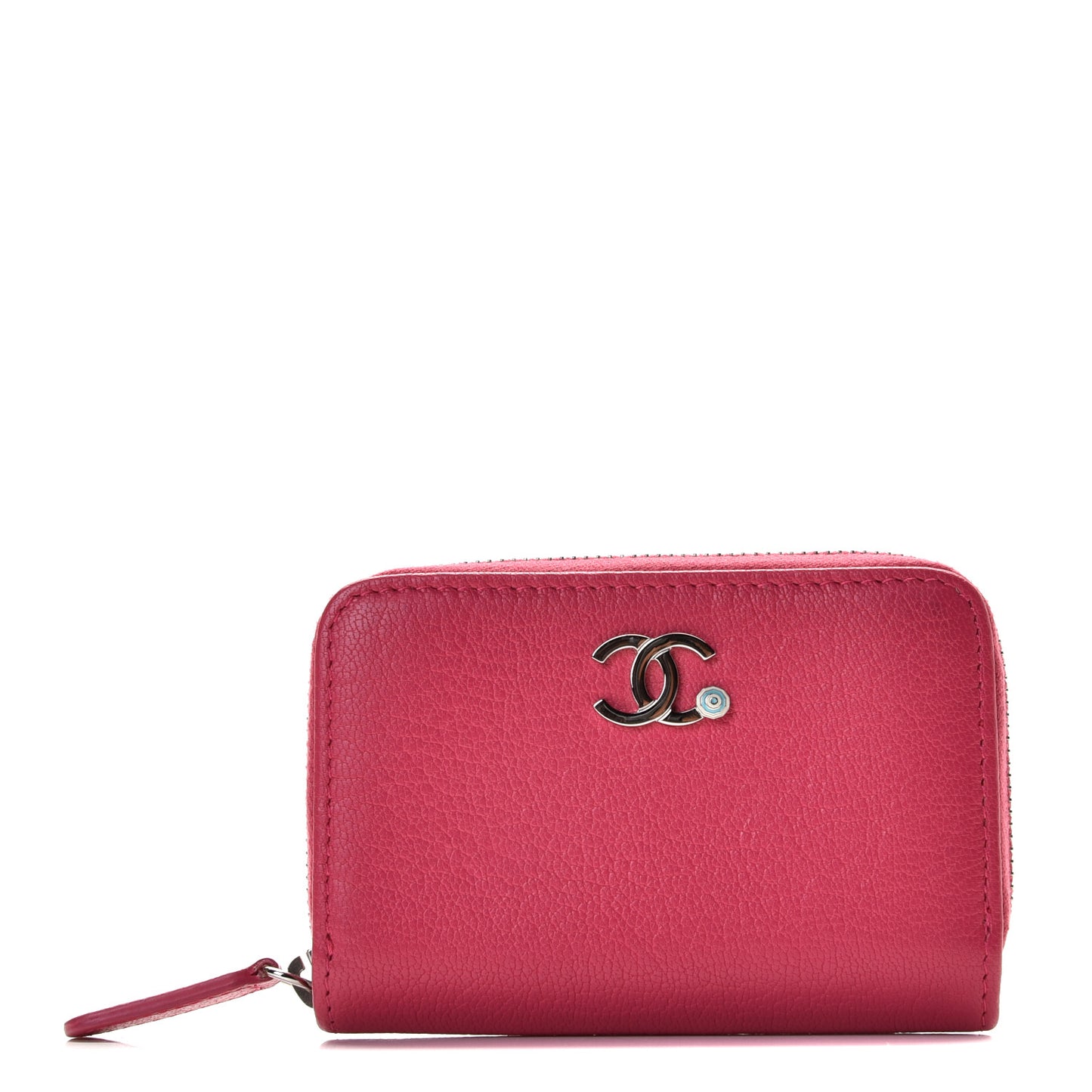 Goatskin Zip Coin Purse Fuchsia