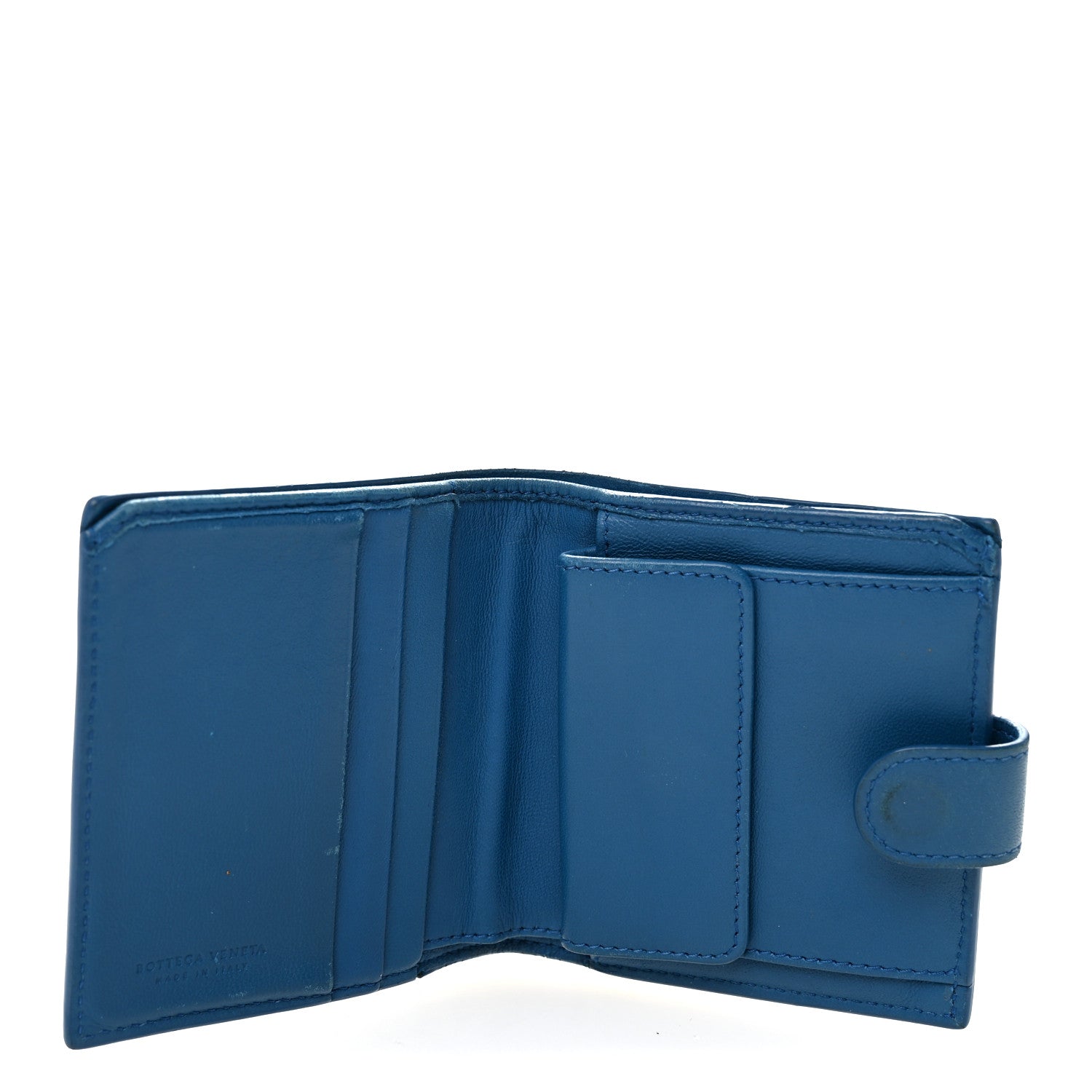 Bottega Veneta Nappa Intrecciato Mini Wallet Blue 1819153