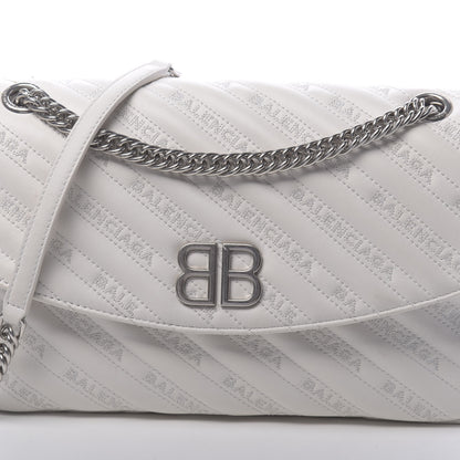 Balenciaga Calfskin Logo Matelasse M BB Chain Shoulder Bag Blanc Neige 11 of 11