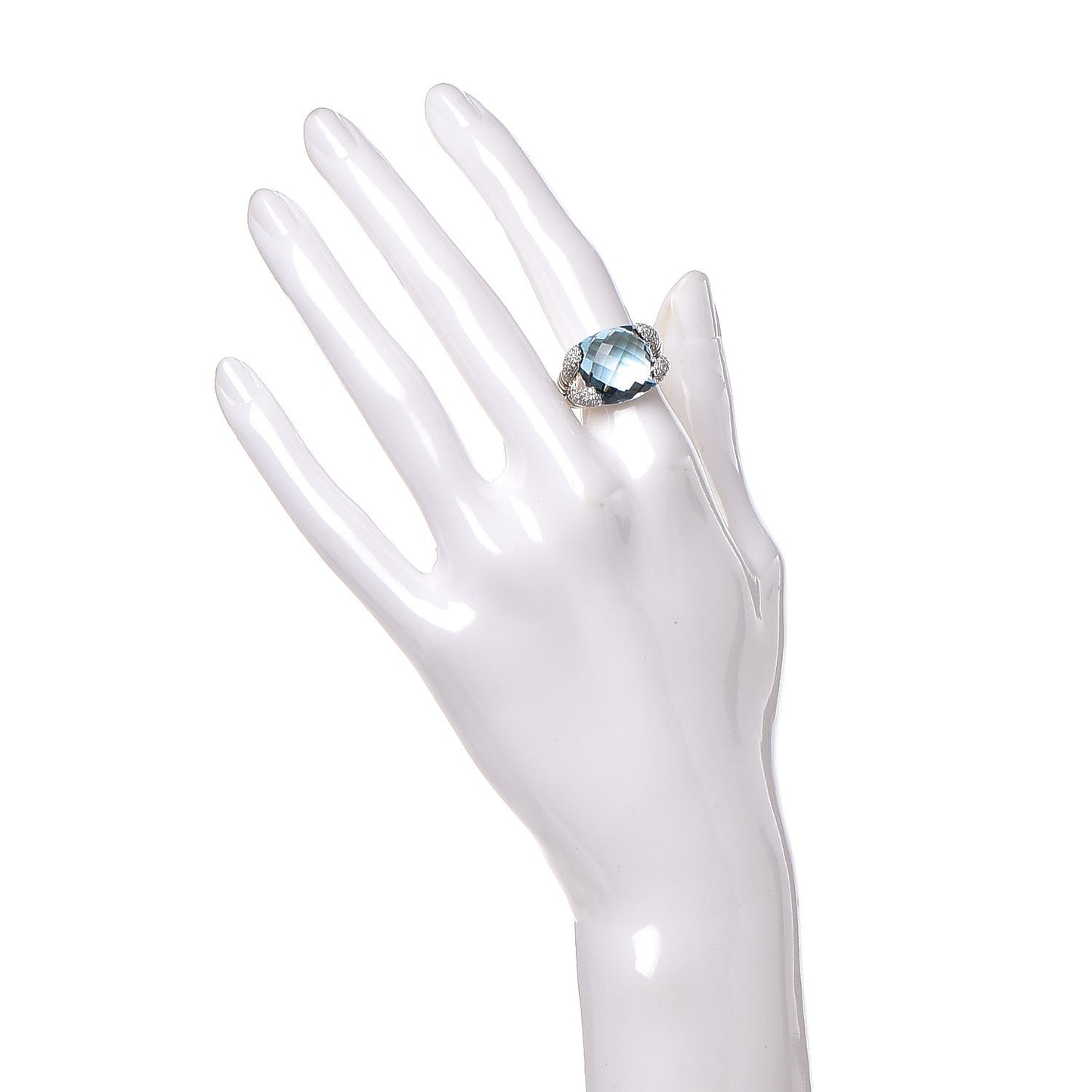Sterling Silver Diamond Blue Topaz Willow Ring 51 5.75