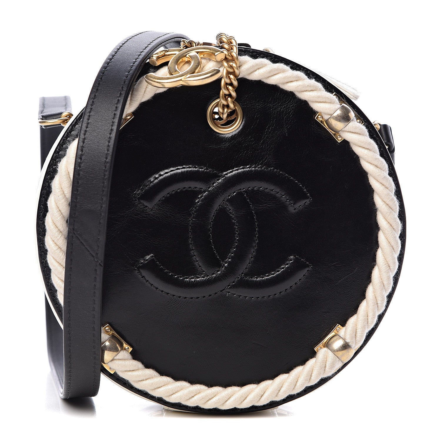 Chanel Crumpled Calfskin Cotton Small En Vogue Round Bag Black 1 of 11