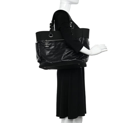 Chanel Coated Canvas Quilted Large Paris Biarritz Tote Black 2 of 10
