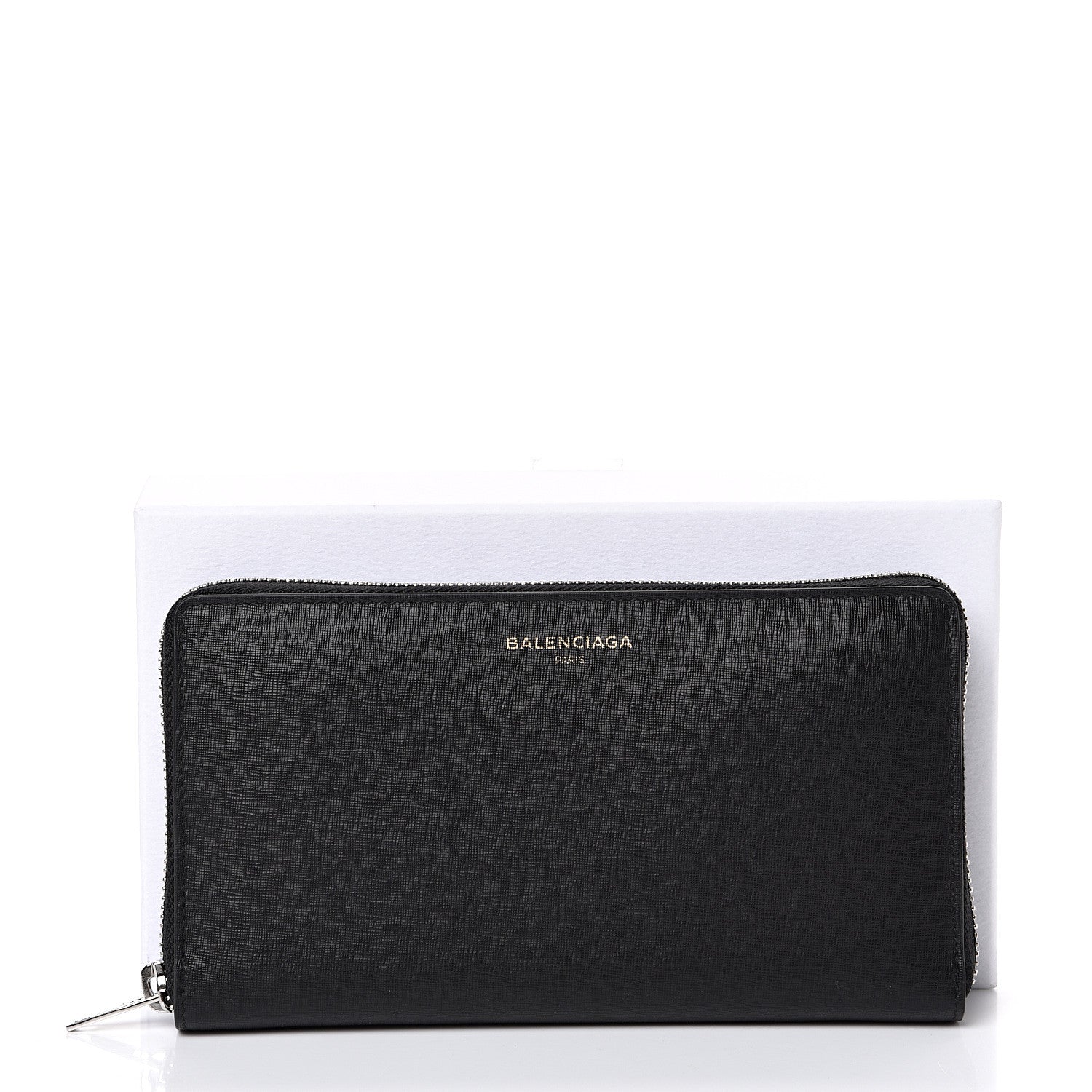 Balenciaga Striped Calfskin Essential Continental Zip Around Wallet Black 7 of 7