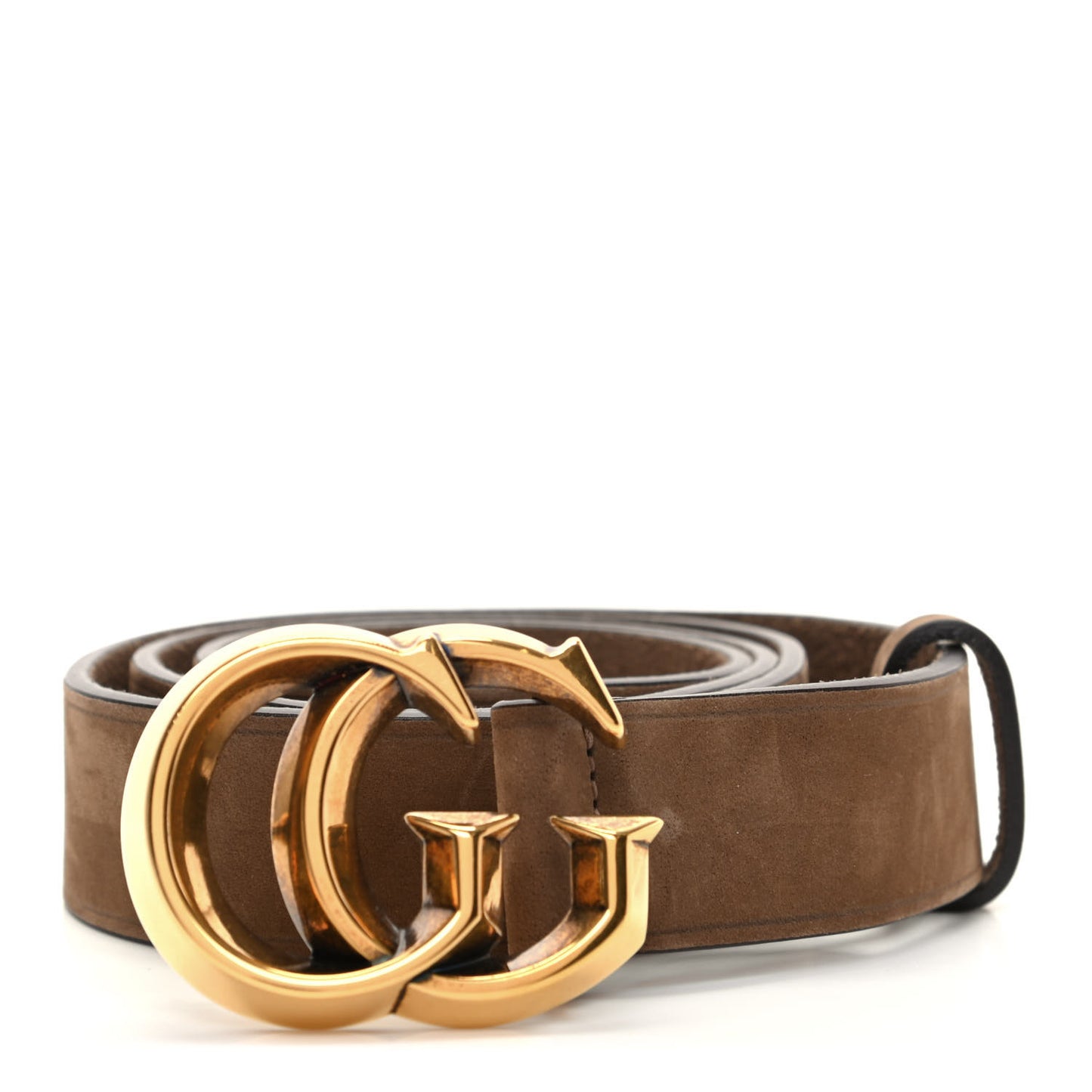 Suede Sculpted GG Belt 90 36 Dark Brown