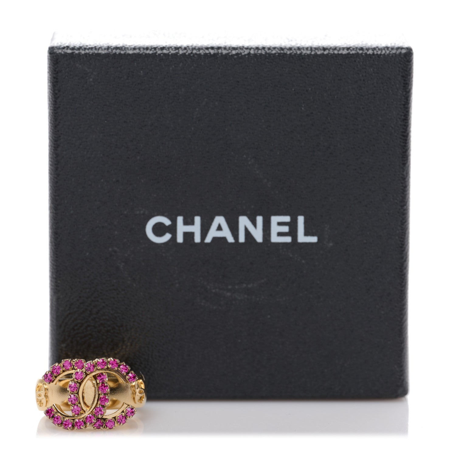 Chanel Crystal CC Ring 6 Gold Pink 5 of 5