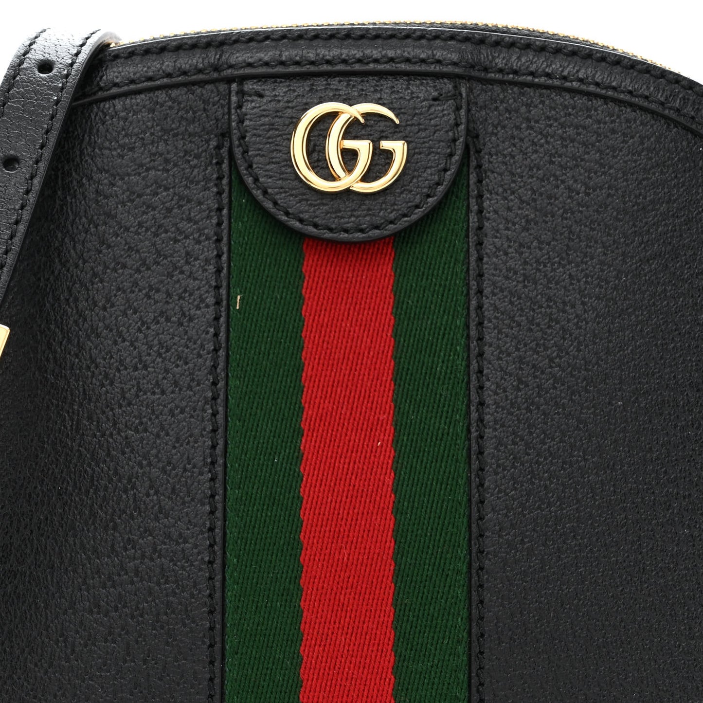 Calfskin GG Web Small Ophidia Dome Shoulder Bag Black