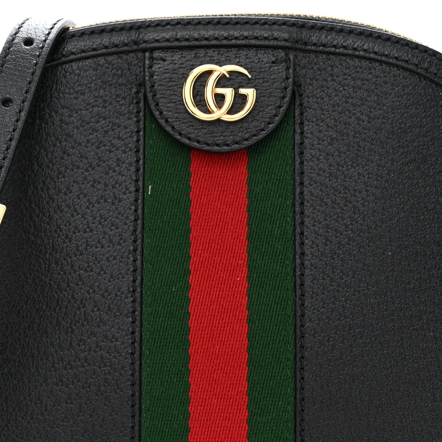 Gucci Calfskin GG Web Small Ophidia Dome Shoulder Bag Black 8 of 10