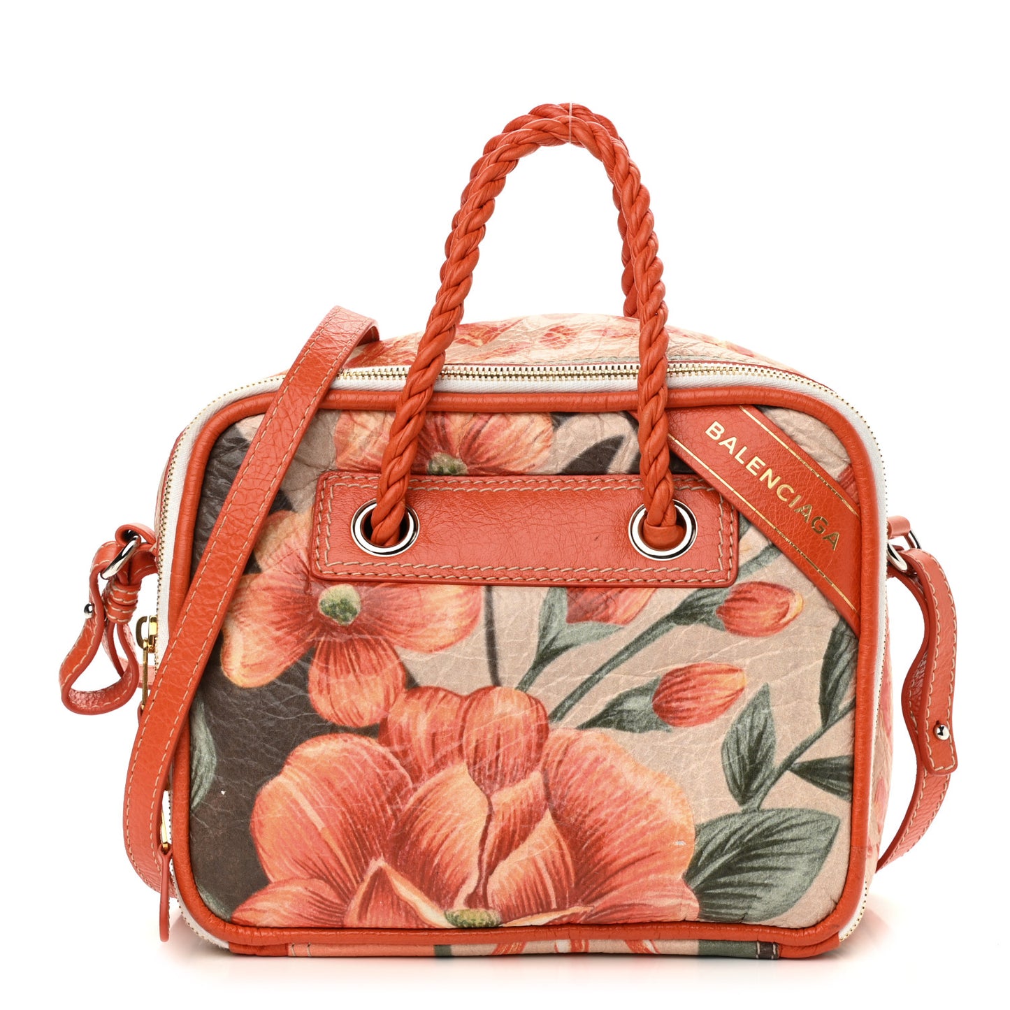 Agneau Floral Print Small Blanket Square Tote Orange