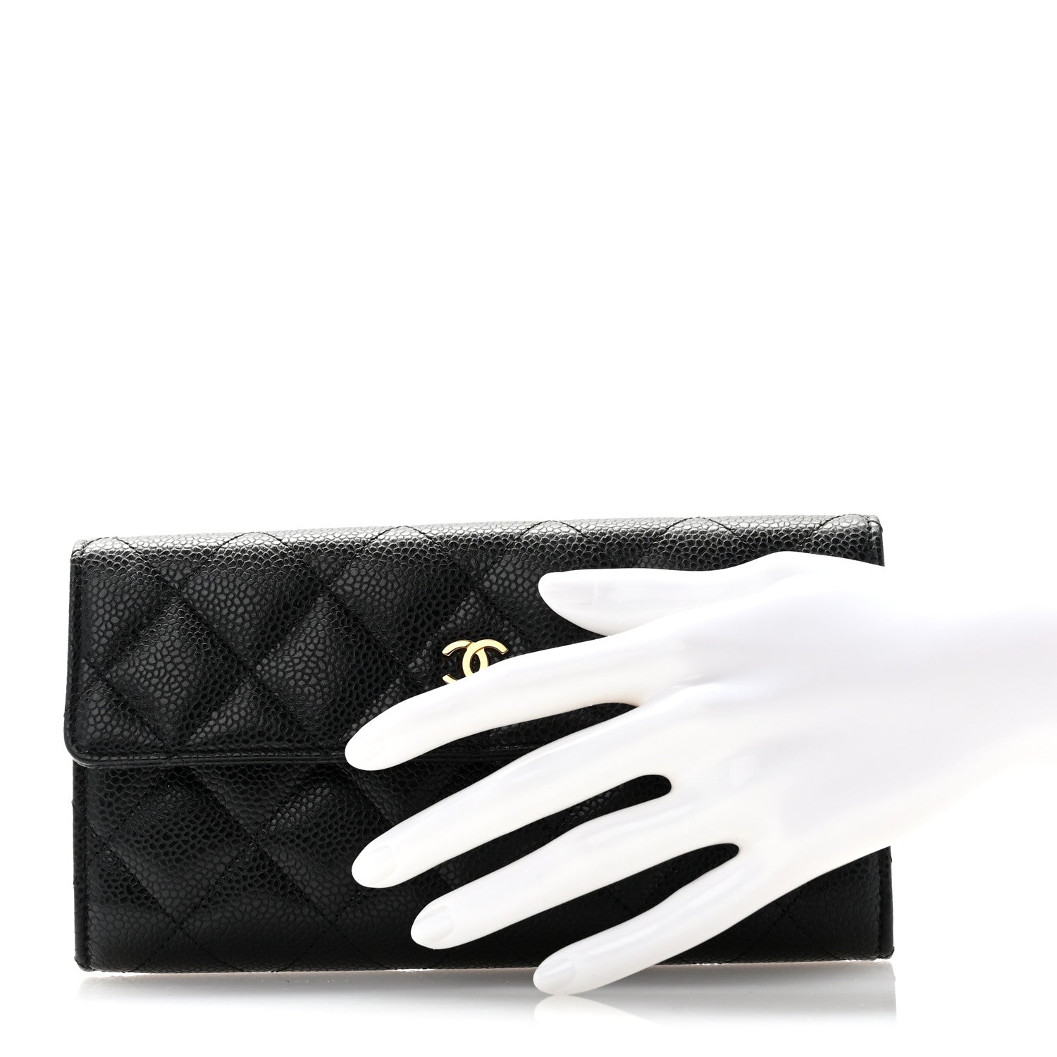 Chanel Caviar Quilted Large Gusset Flap Wallet Black 2 of 8