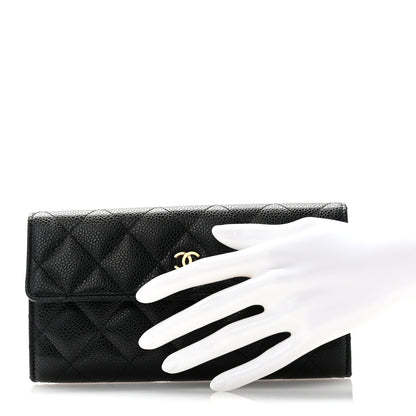 Chanel Caviar Quilted Large Gusset Flap Wallet Black 2 of 8