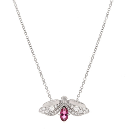 Tiffany Platinum Diamond Pink Tourmaline Paper Flowers Firefly Pendant Necklace 4 of 7