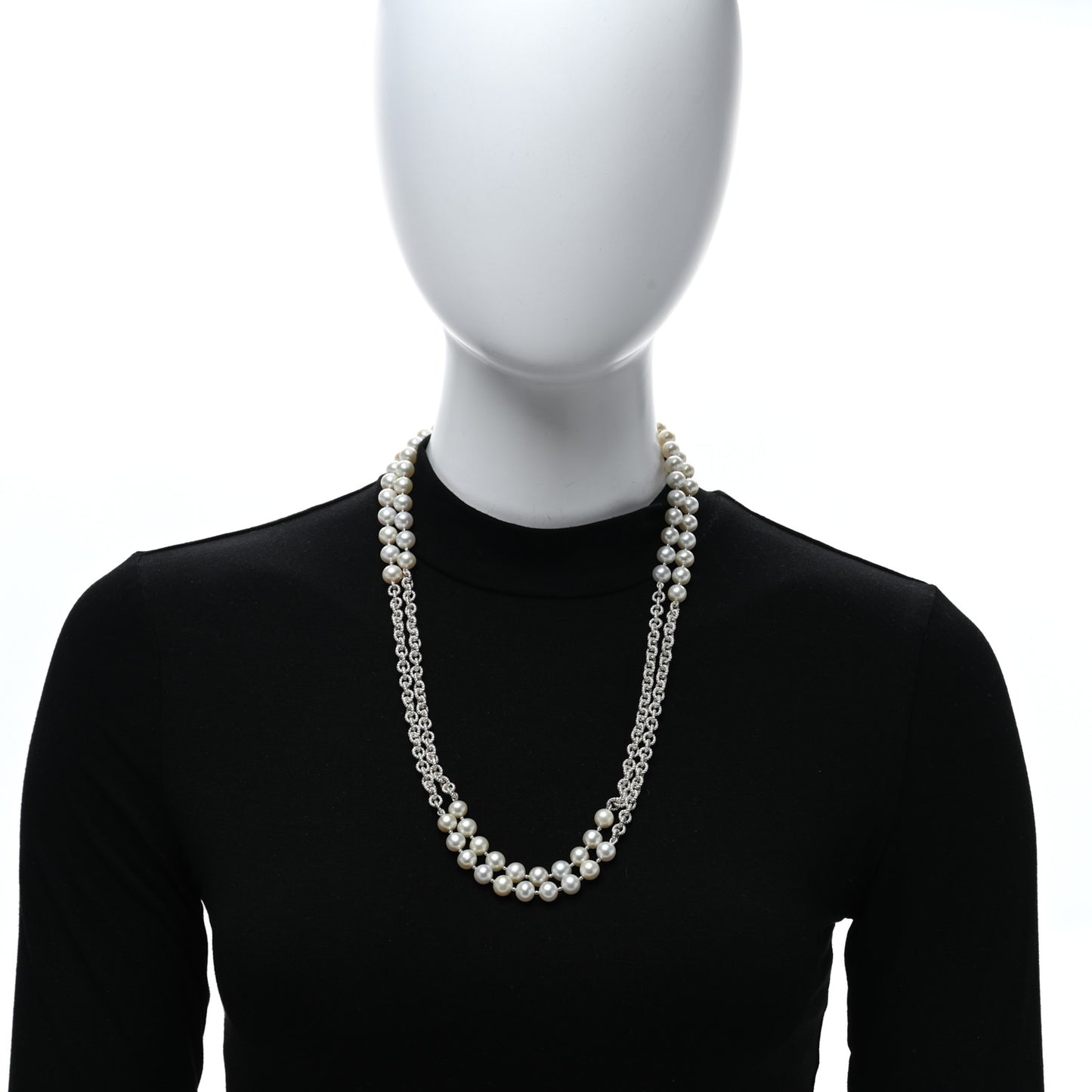 Sterling Silver Pearl 8-8.5mm Long Chain Necklace 50"