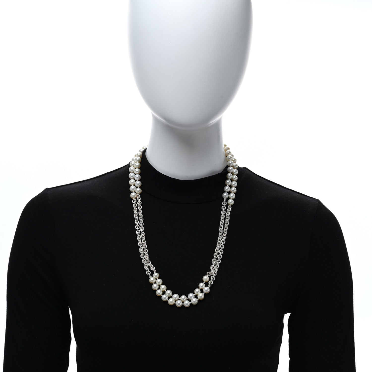 David Yurman Sterling Silver Pearl 8-8.5mm Long Chain Necklace 50" 3 of 4