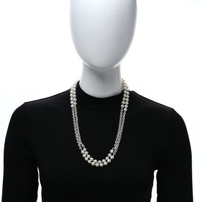 David Yurman Sterling Silver Pearl 8-8.5mm Long Chain Necklace 50" 3 of 4