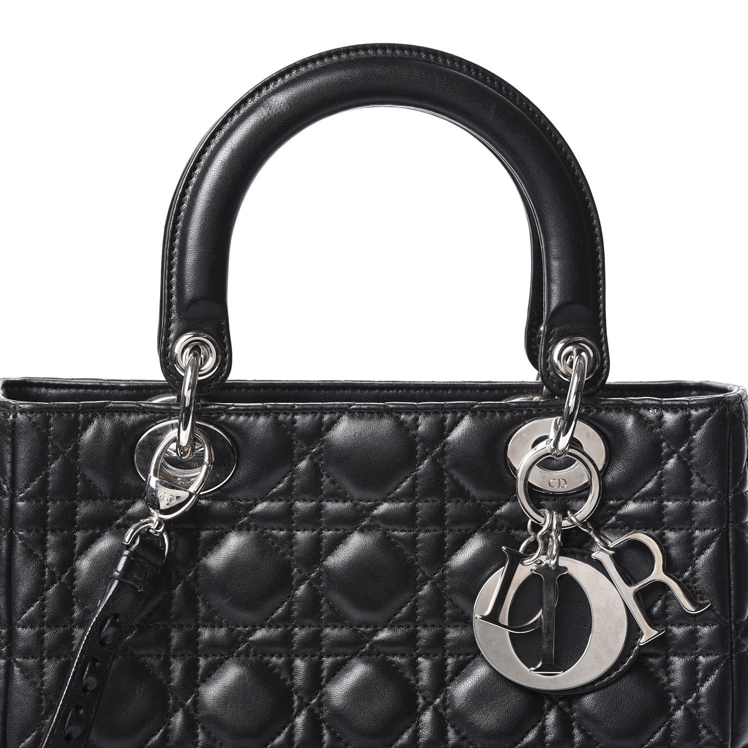 Christian Dior Lambskin Cannage Medium Lady Dior Black 9 of 9