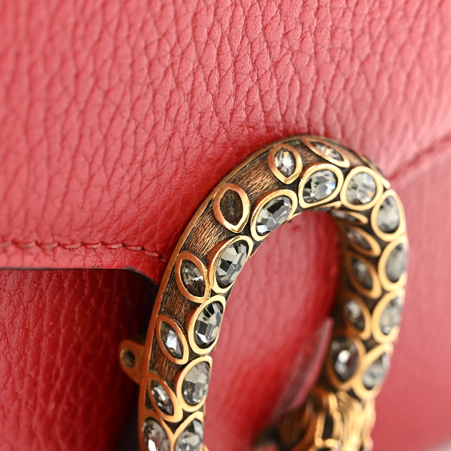 Calfskin Mini Dionysus Chain Wallet Hibiscus Red