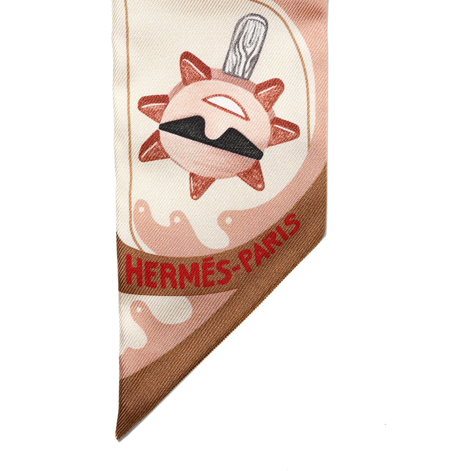 Hermes Silk Funny Ice Cream Twilly Beige Cream Vert 1435519