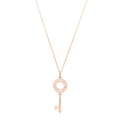 Tiffany 18K Yellow Gold Diamond Atlas Pierced Key Pendant Necklace 3 of 6