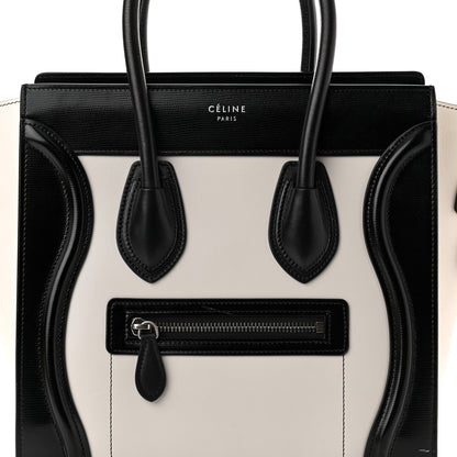 Celine Smooth Calfskin Lizard Embossed Micro Luggage White Black 7 of 17