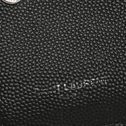 Saint Laurent Grain De Poudre Matelasse Chevron Monogram Zipped Card Case Black 6 of 10