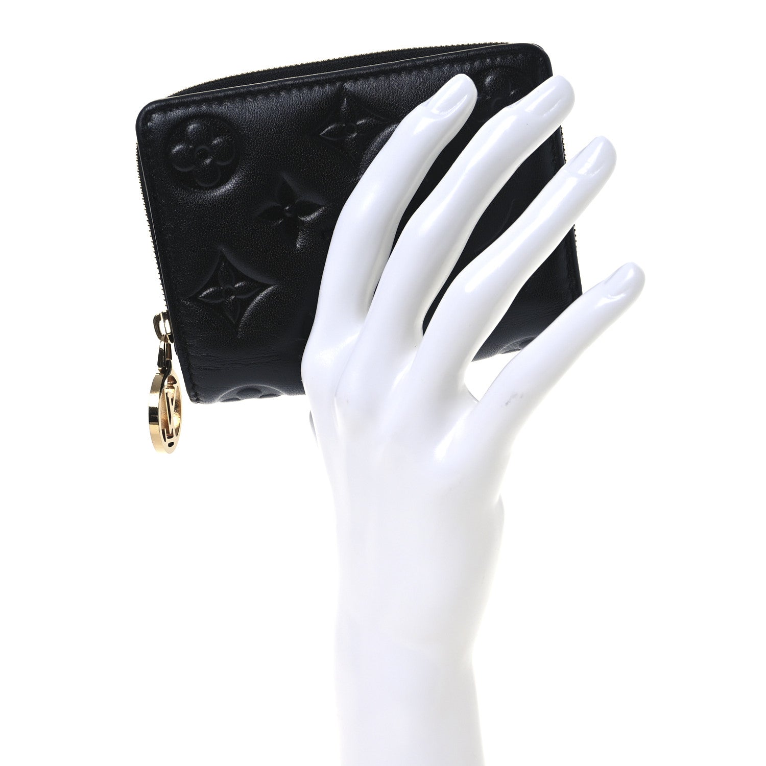 Louis Vuitton Lambskin Embossed Monogram Lou Coussin Wallet Black 2 of 9