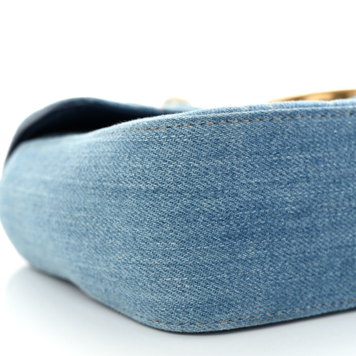 Denim Matelasse Pearl Studded Mini GG Marmont Shoulder Bag Blue