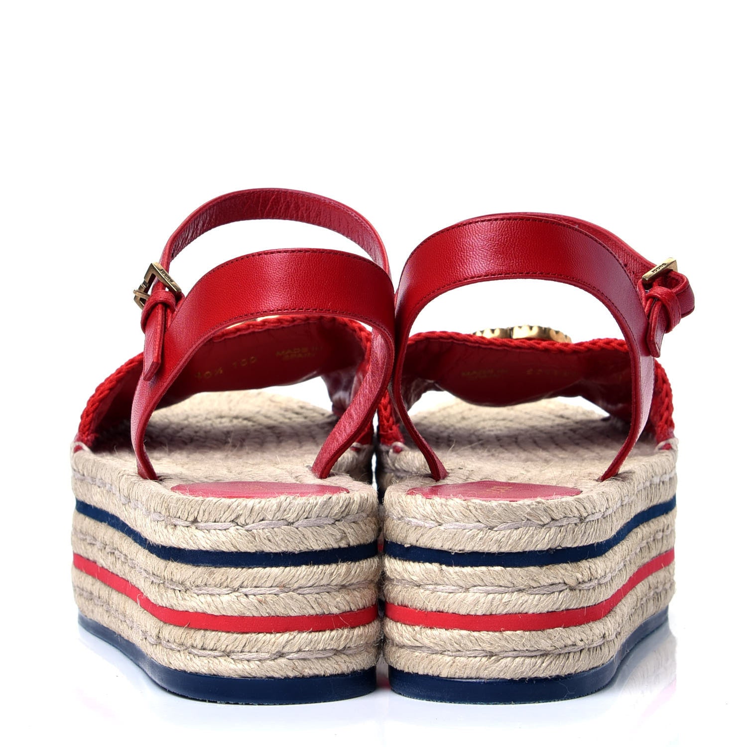 Gucci Cotton Malaga Kid Crochet Pearly GG Lilibeth Espadrille Platform Sandals 40.5 Hibiscus Red 4 of 6