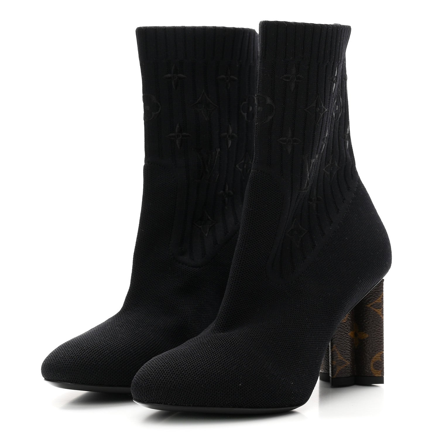 Louis Vuitton Monogram Stretch Fabric Silhouette Ankle Boots 38 Black 4 of 8