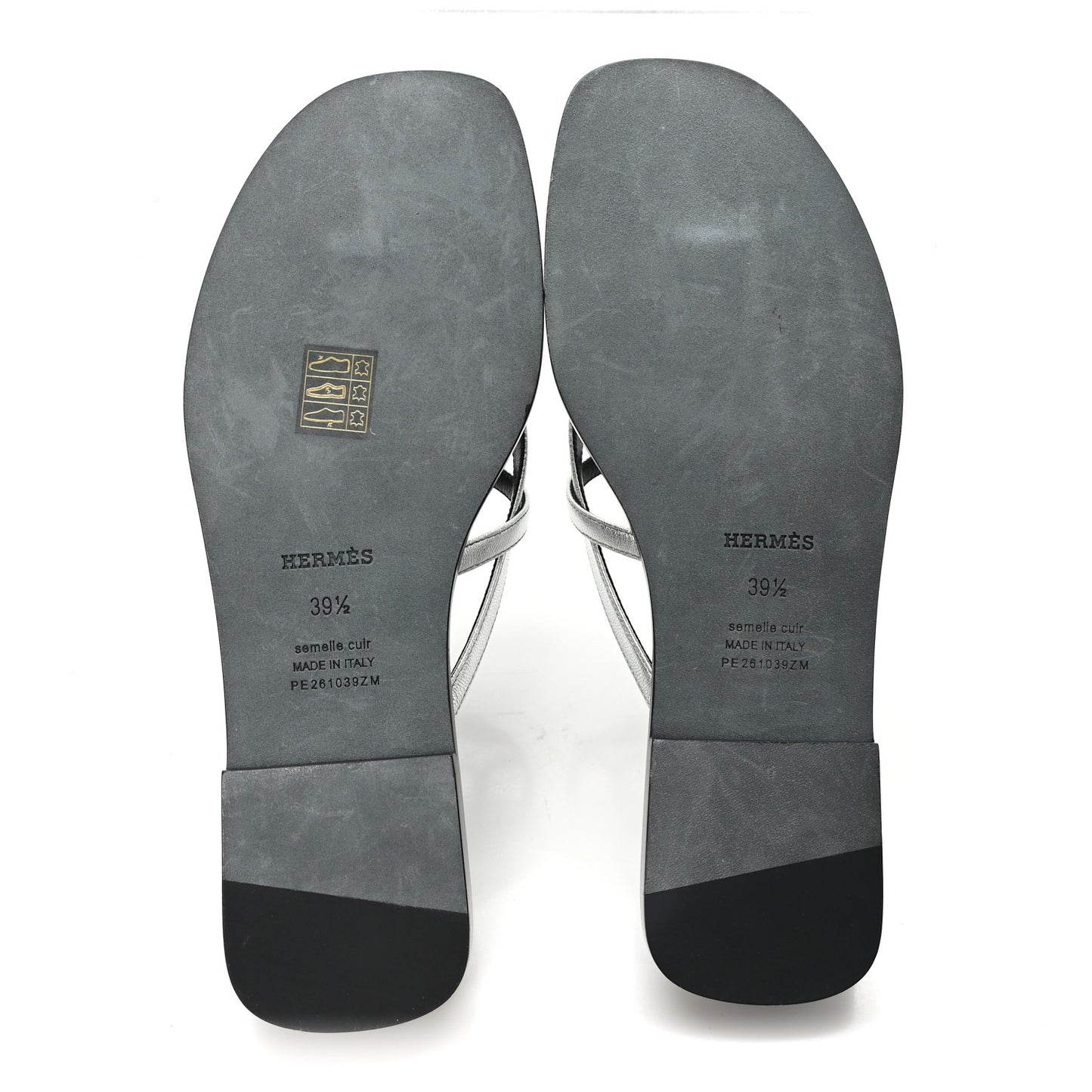 Calfskin Miss Sandals 39.5 Gris Argente