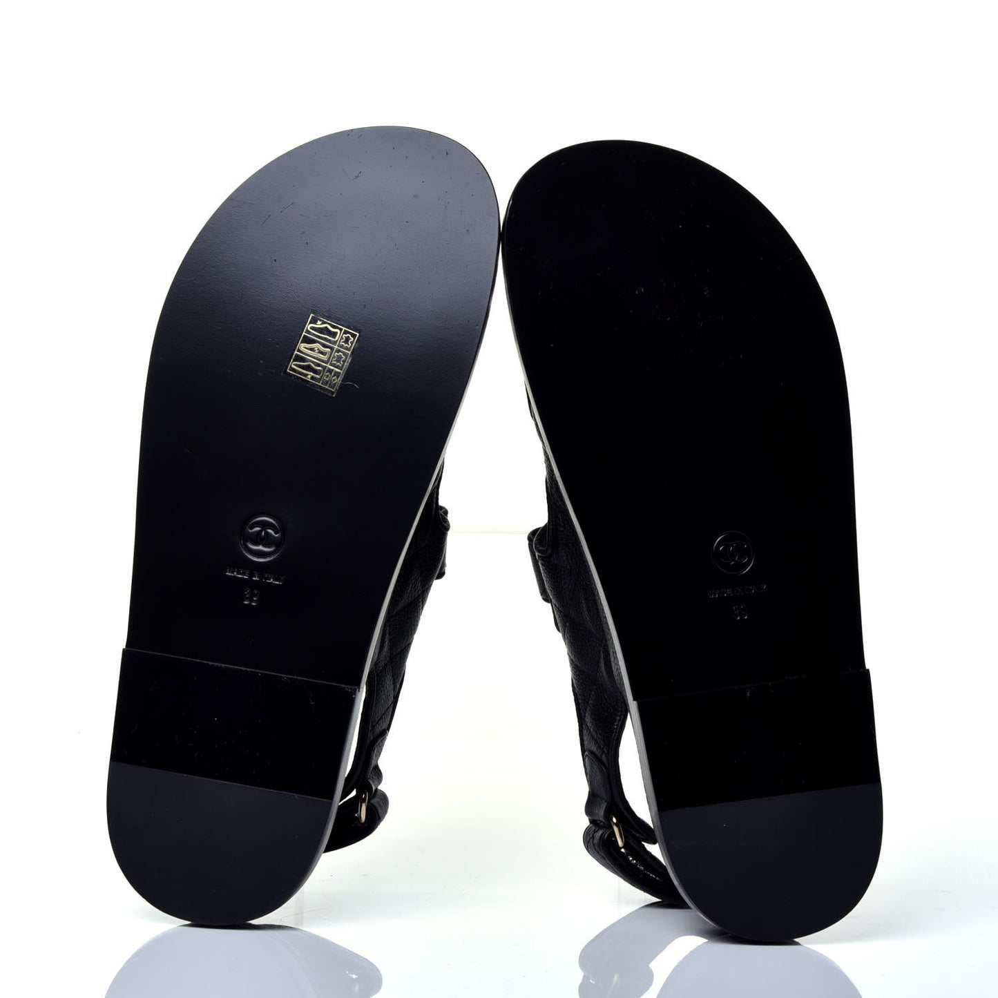 Grained Calfskin Velcro Dad Sandals 39 Black