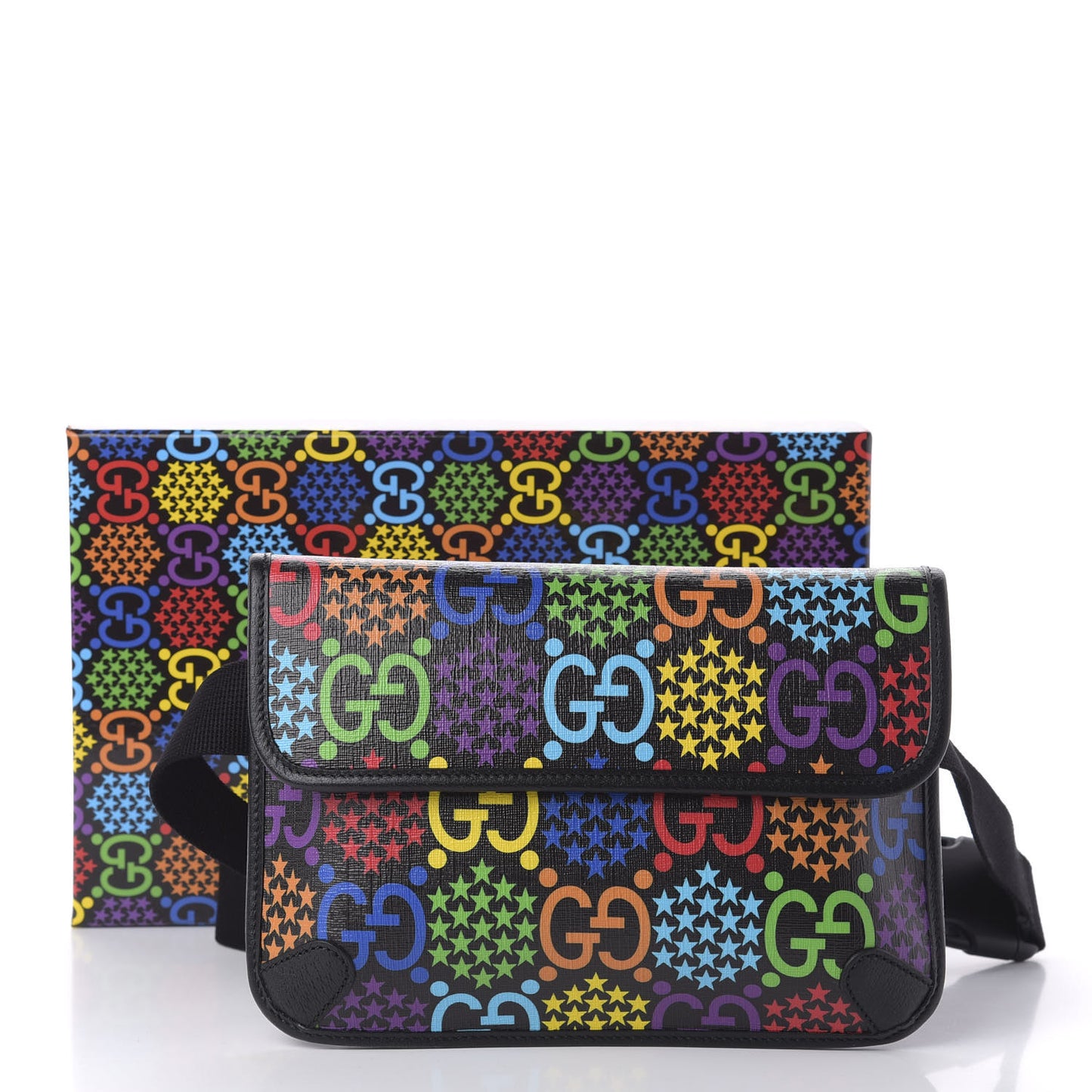 GG Supreme Monogram Psychedelic Slim Belt Bag Black