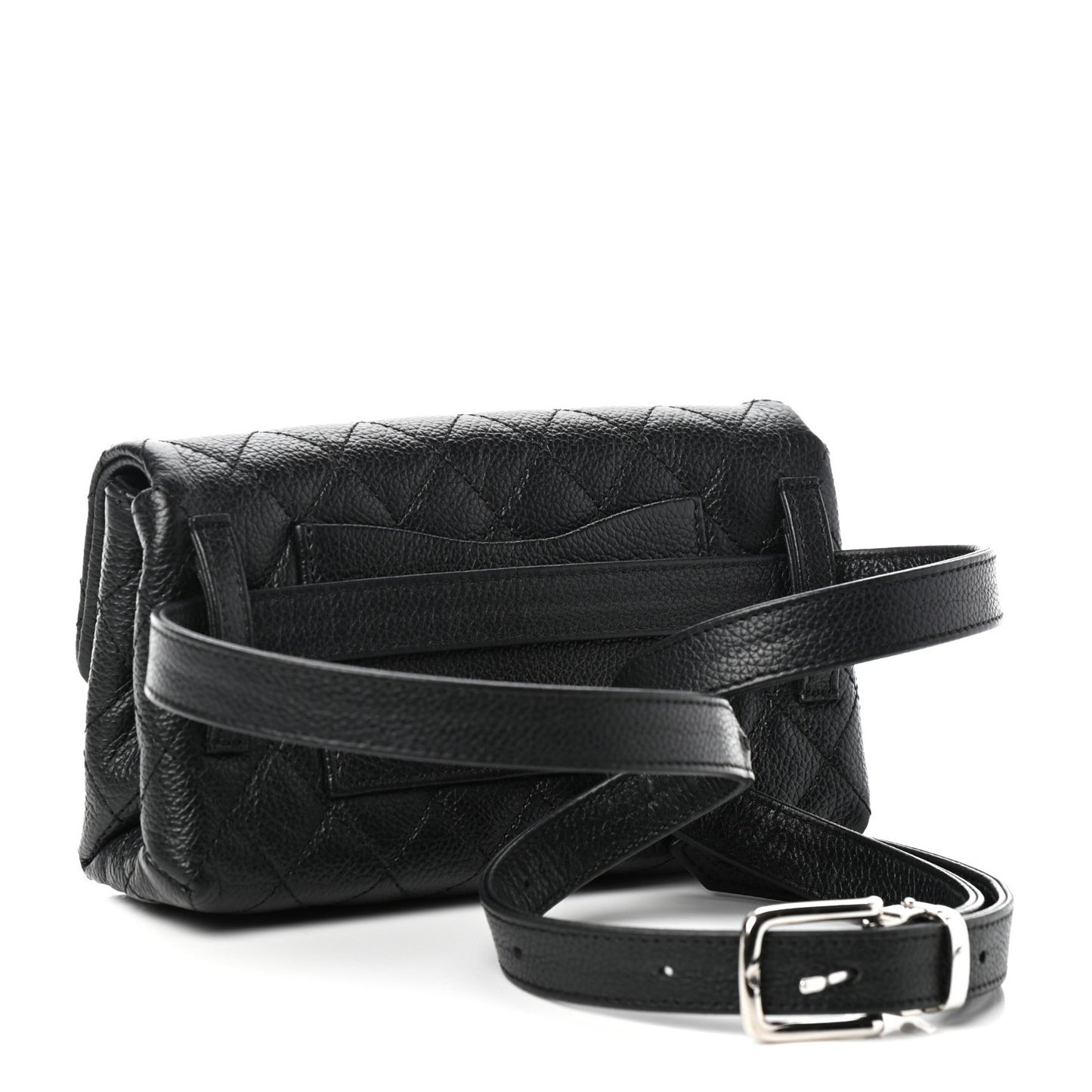Grained Calfskin Quilted 2.55 Reissue Flap Belt Bag Clutch Black
