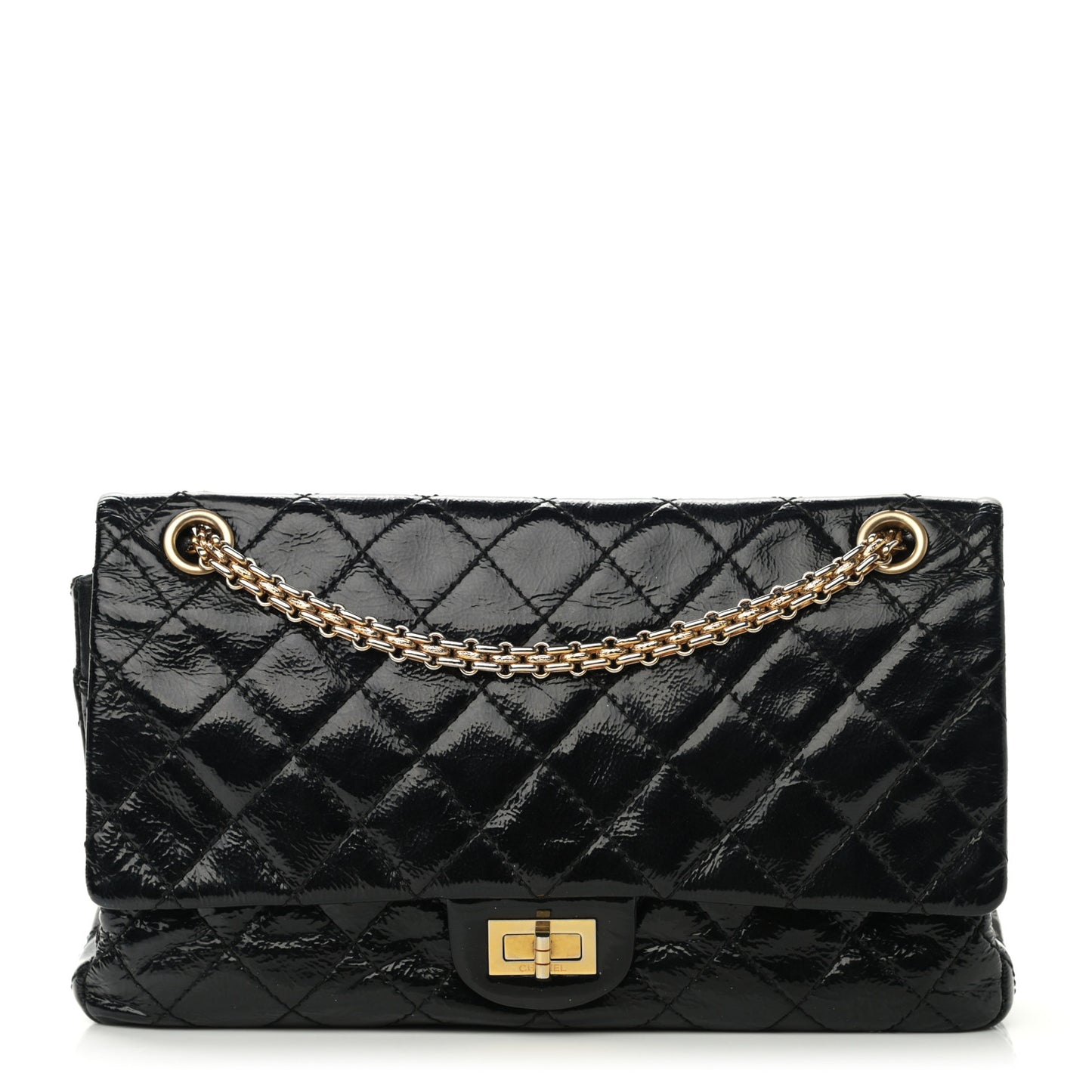 Distressed Patent Quilted 2.55 Reissue 226 Flap Black