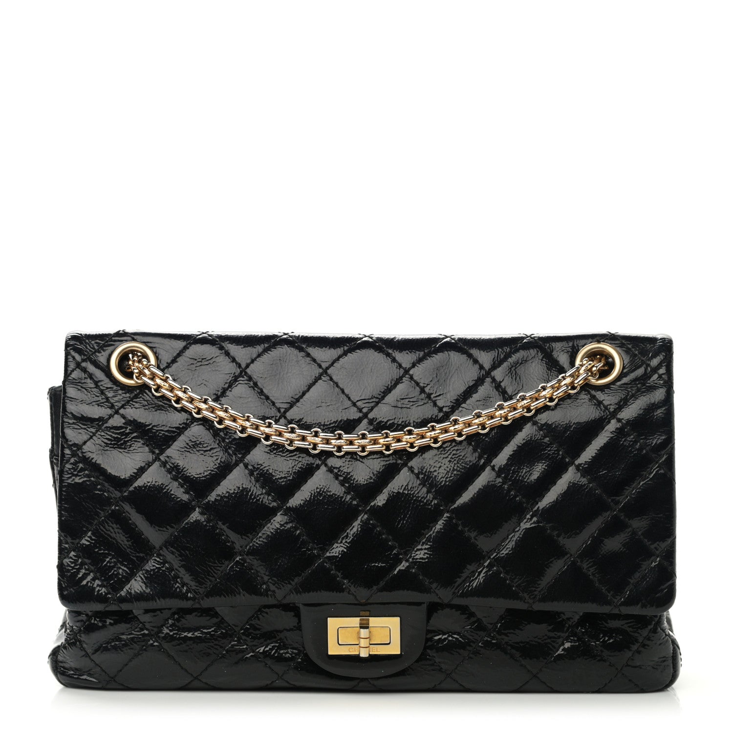 Chanel Distressed Patent Quilted 2.55 Reissue 226 Flap Black 1 of 11