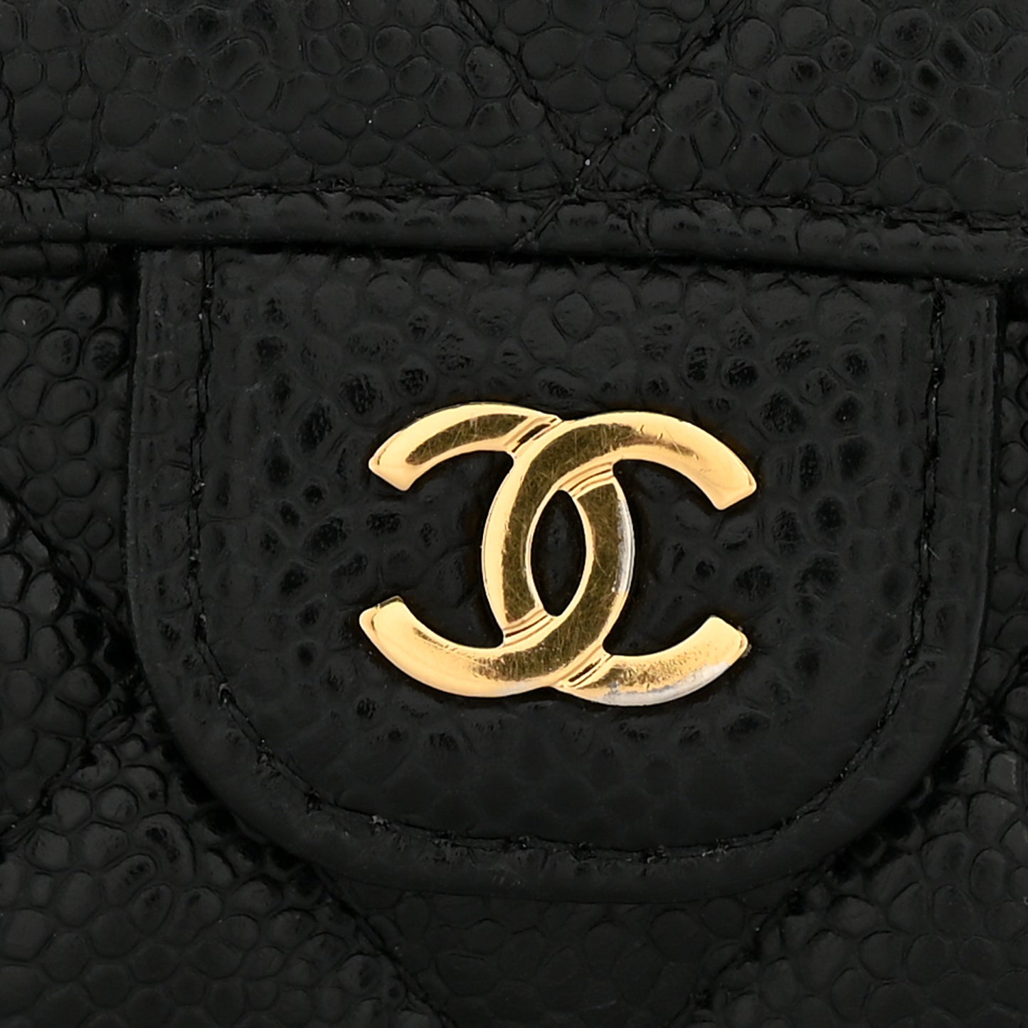 Caviar Quilted Large Gusset Flap Wallet Black