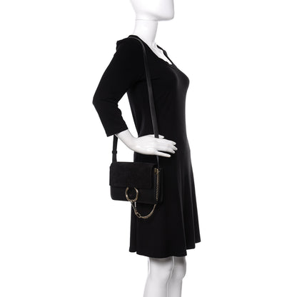 Chloe Suede Calfskin Small Faye Shoulder Bag Black 2 of 10