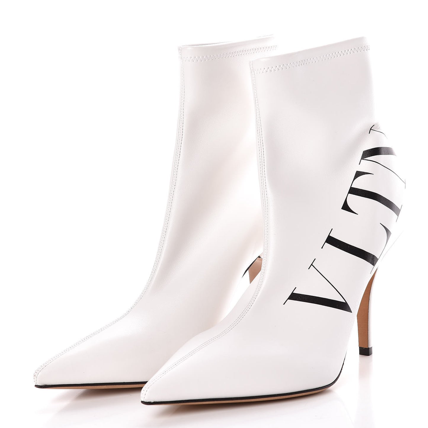 Eco Leather VLTN 100mm Sock Booties 39.5 White Black