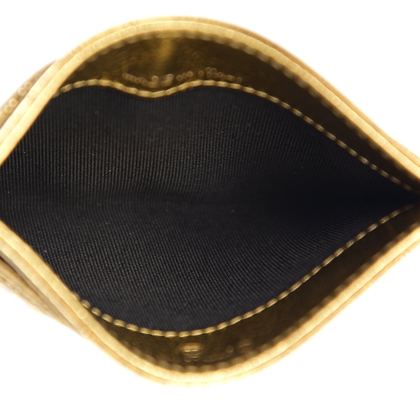 Metallic Calfskin Crocodile Embossed Cocodile Card Holder Gold