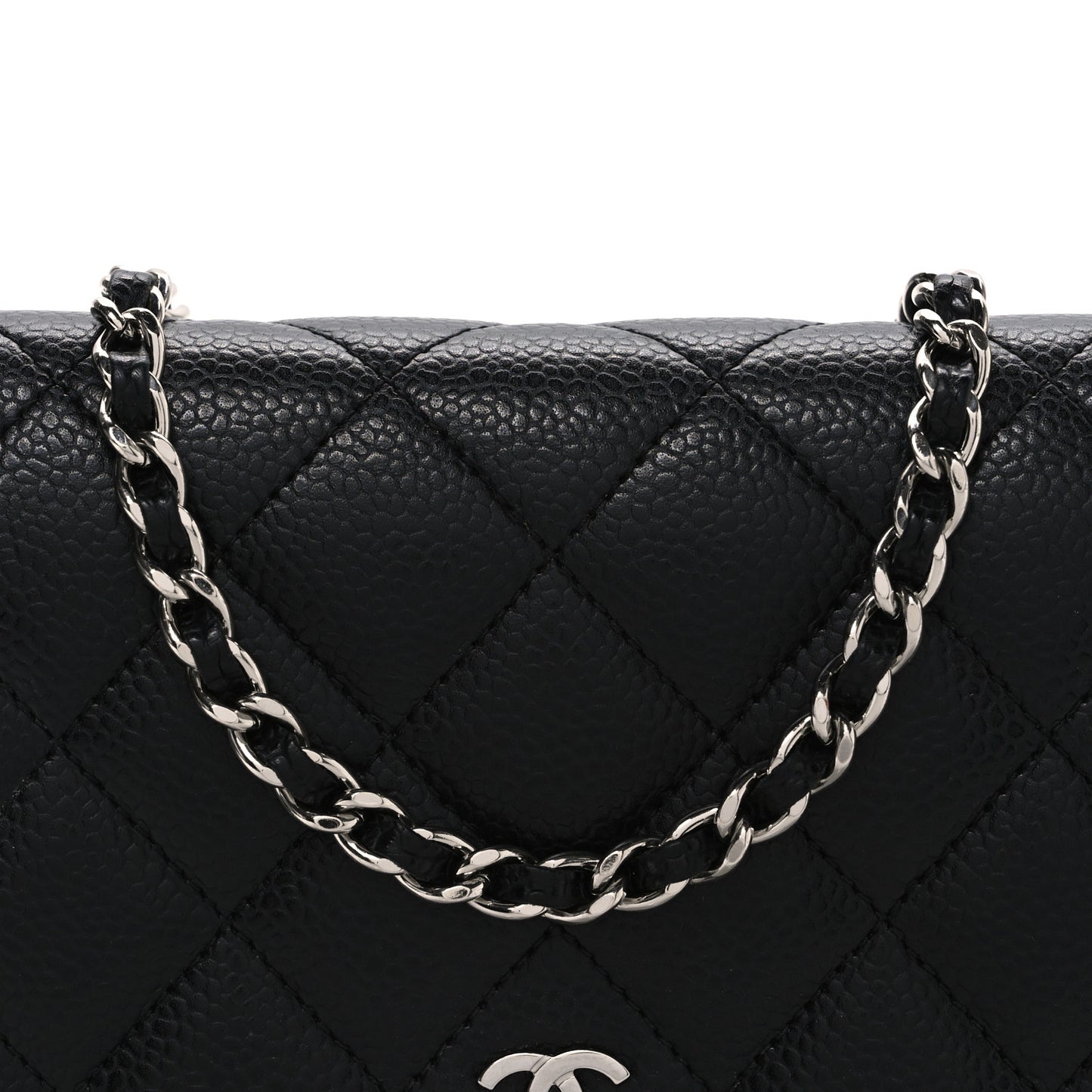 Caviar Quilted Wallet on Chain WOC Black