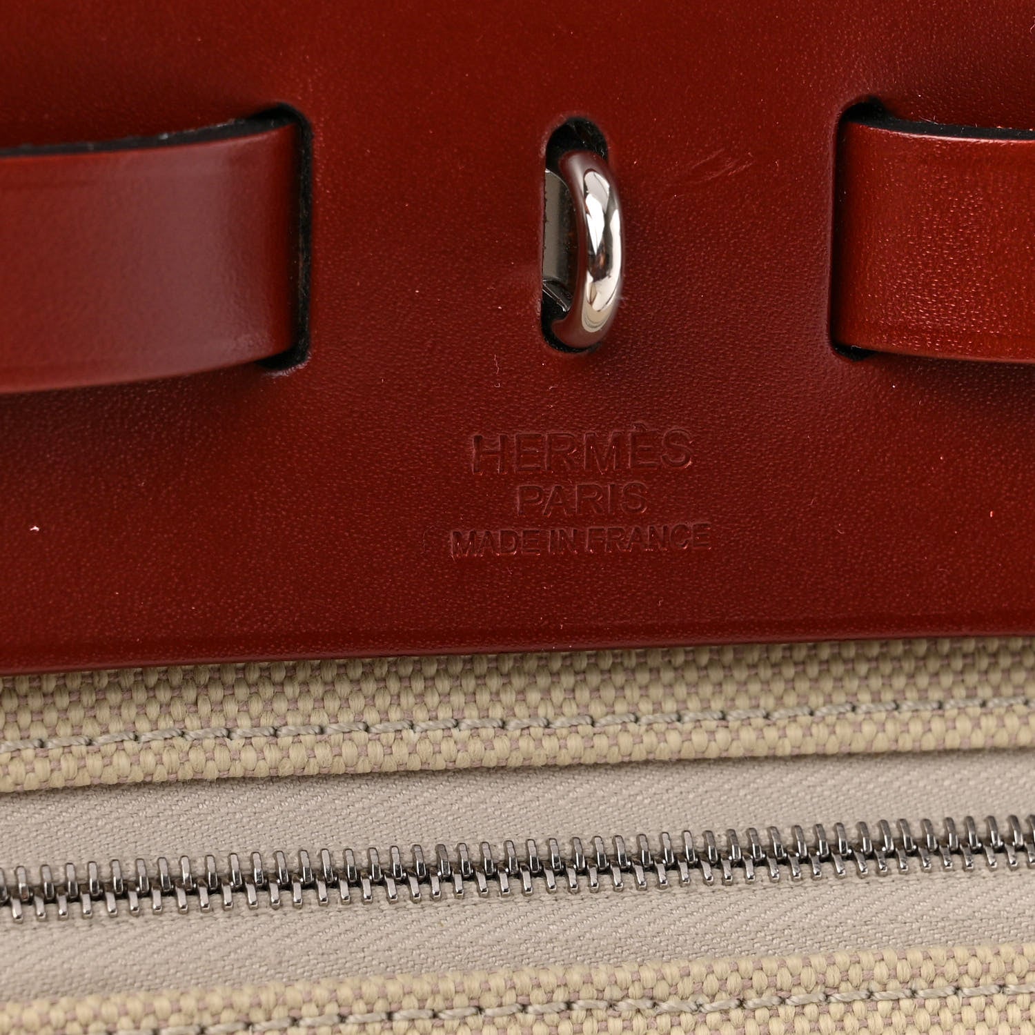 Hermes Military Toile Vache Hunter Herbag Zip 31 PM Beton Rouge H 6 of 10