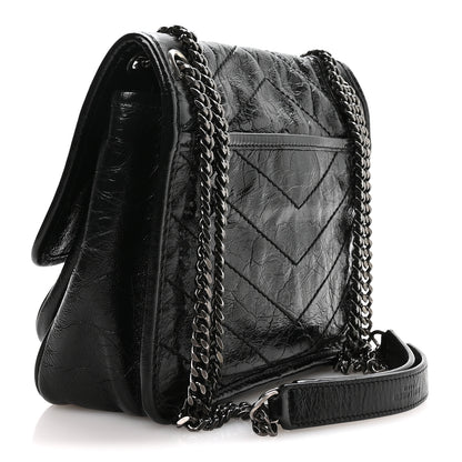 Saint Laurent Crinkled Calfskin Matelasse Monogram Baby Niki Chain Satchel Black 2 of 10