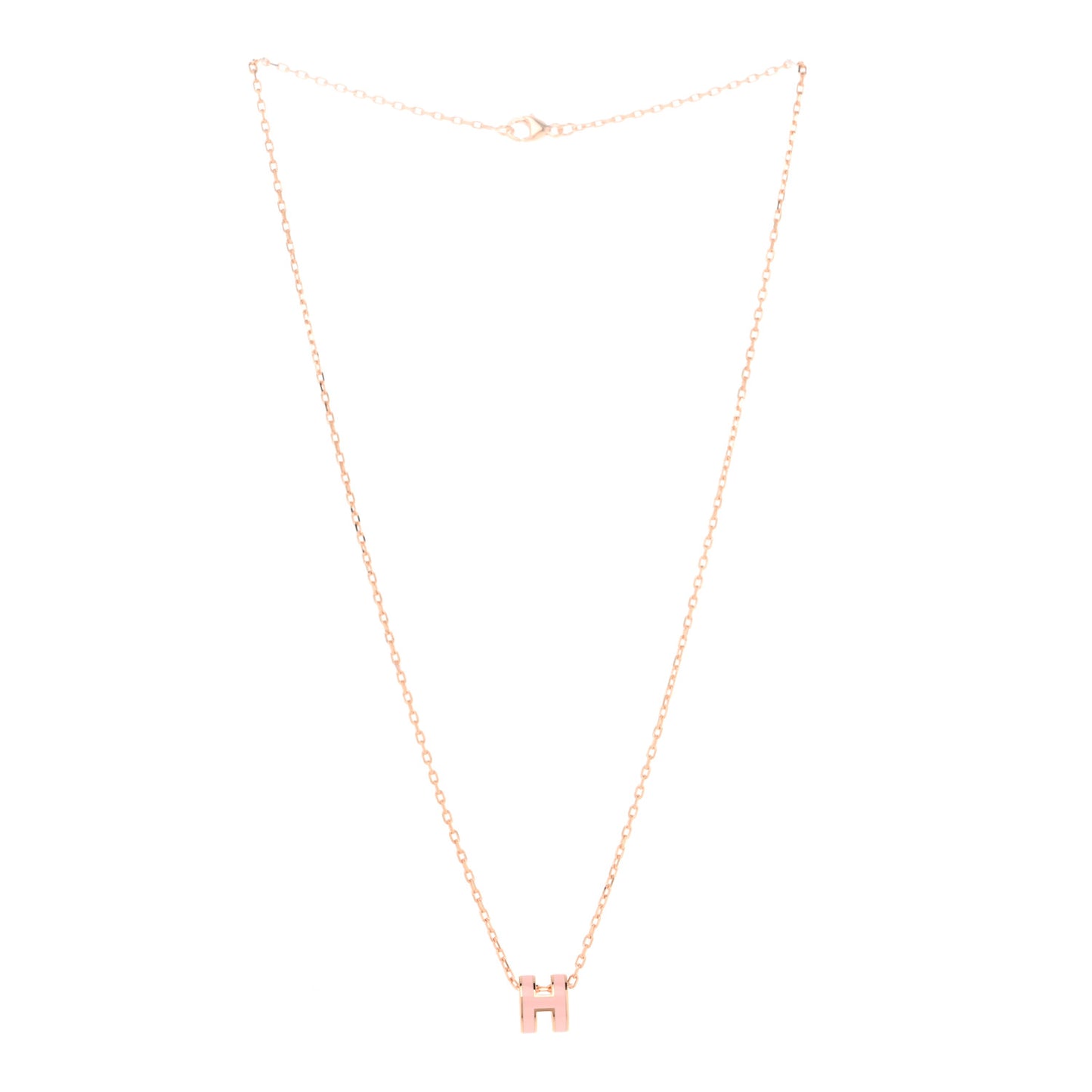 Lacquered Rose Gold Mini Pop H Pendant Necklace Rose Dragee