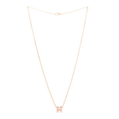 Hermes Lacquered Rose Gold Mini Pop H Pendant Necklace Rose Dragee 3 of 8