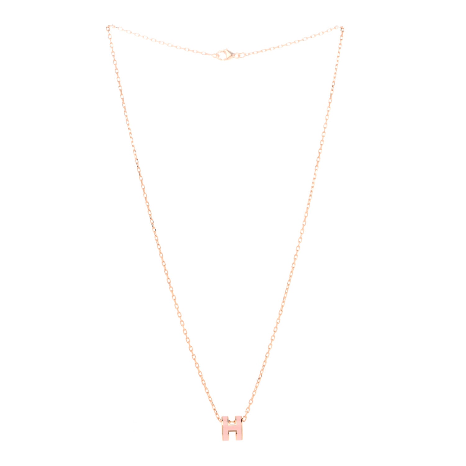 Hermes Lacquered Rose Gold Mini Pop H Pendant Necklace Rose Dragee 3 of 8