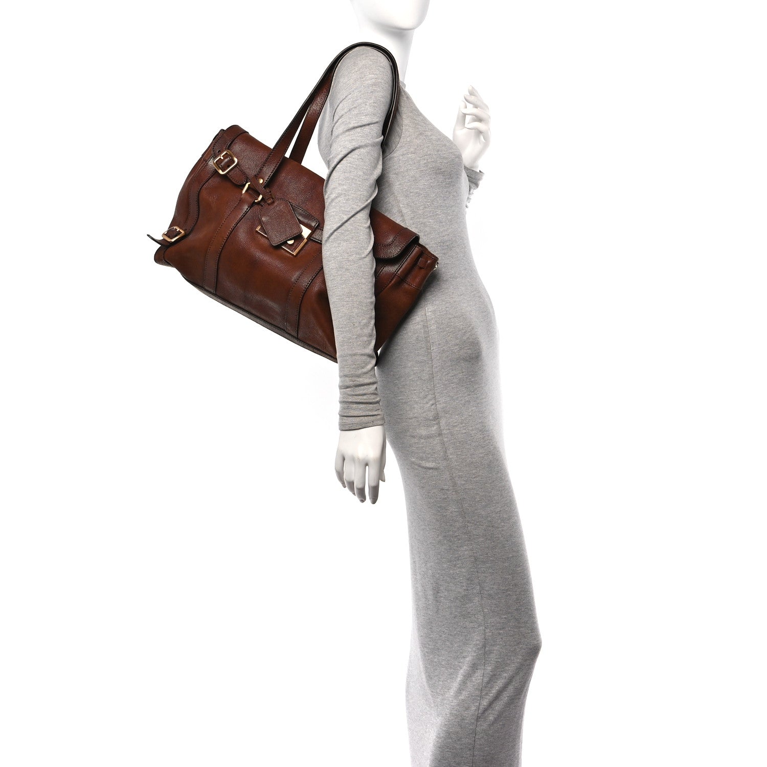 Prada Cervo Antik Buckle Foldover Pushlock Satchel Bruciato 2 of 9