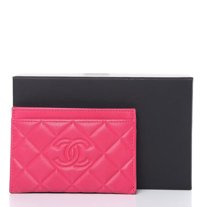 Chanel Lambskin Quilted Diamond CC Card Holder Fuchsia 11 of 11