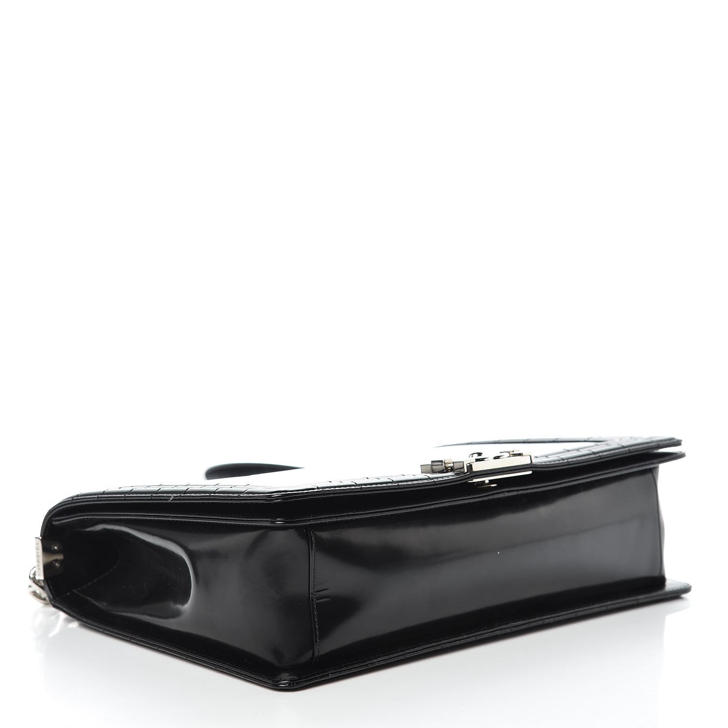Glazed Calfskin Large Boy Flap Black