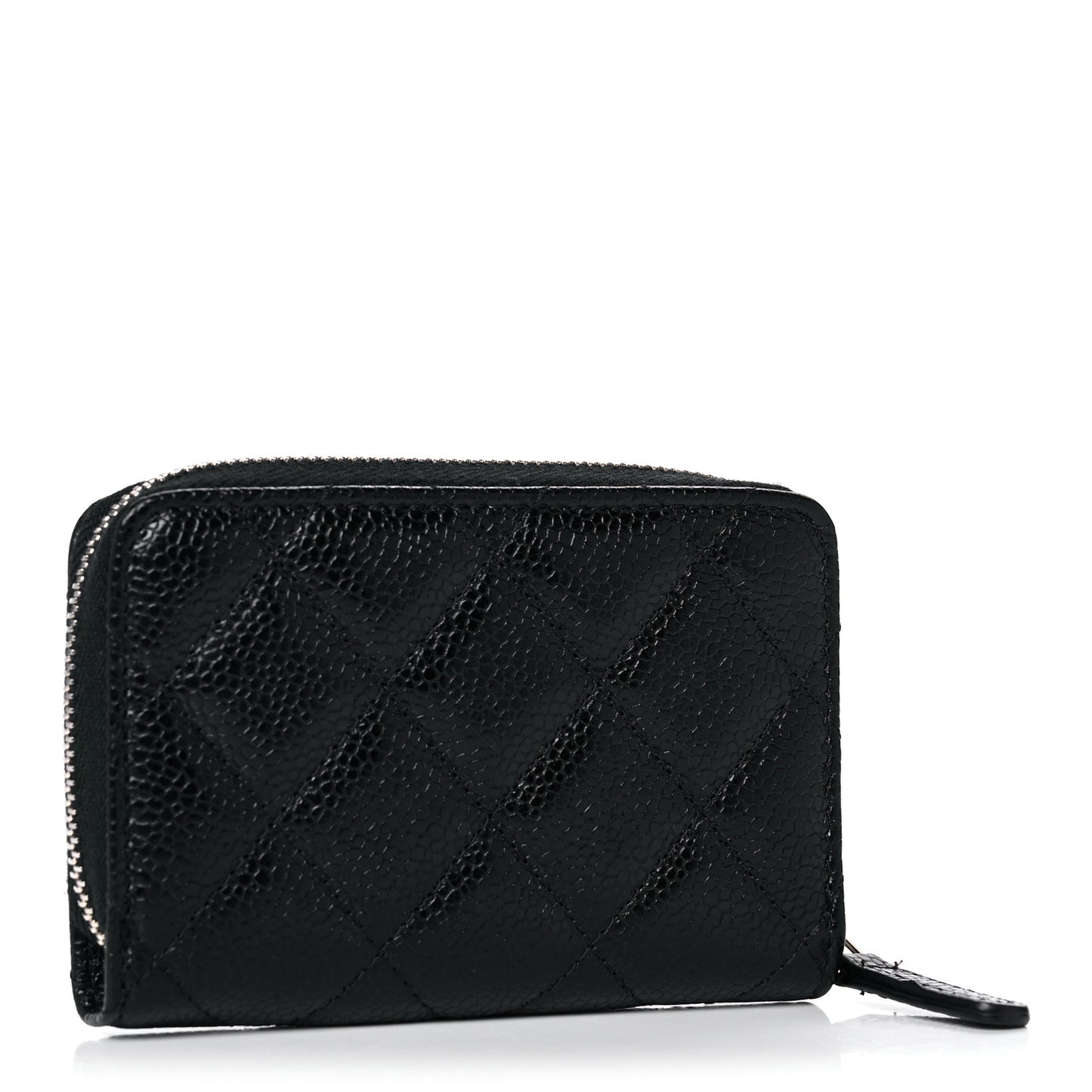 Caviar Quilted Zip Coin Purse Black